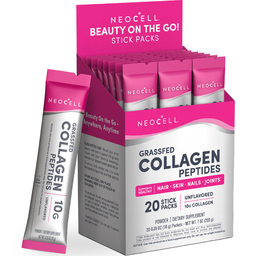 Neocell Grassfed Collagen Peptides packaging with pink and white design