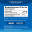 Supplement facts label with blue background