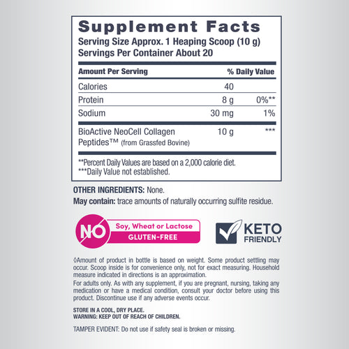 Supplement facts label with nutritional information on a gray background