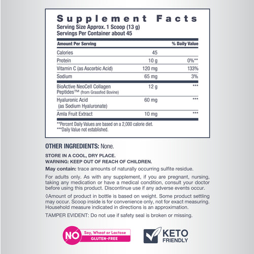 Supplement facts label with nutritional information on a white background