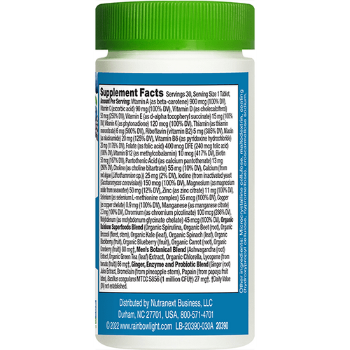 Supplement bottle with green cap and white label on a white background