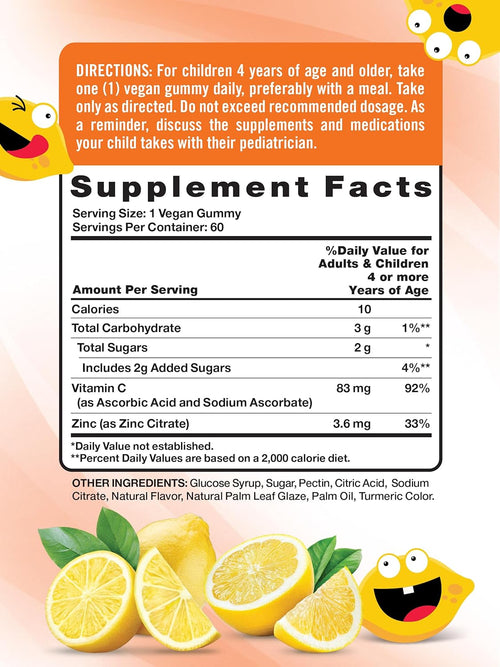 Barn Vitamin C + Zink (Ljuvlig Citron-Licious), 60 Gummies