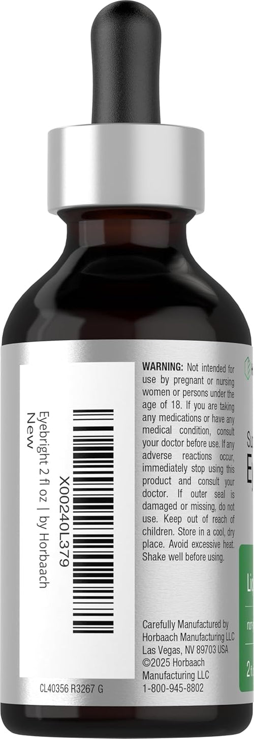 Estratto Liquido di Eufrasia Senza Alcol, 2 fl oz (59 mL) Bottiglie Contagocce