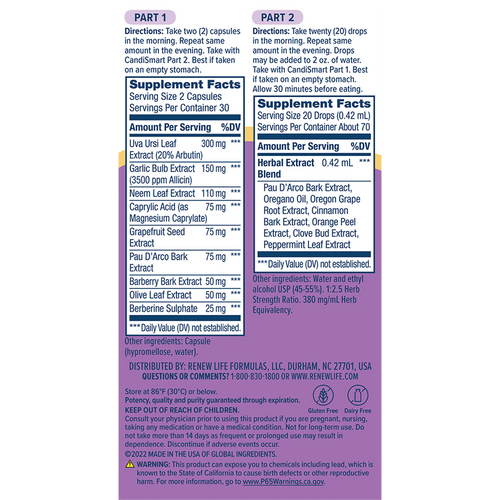 Supplement label with detailed ingredient list and directions on a white background