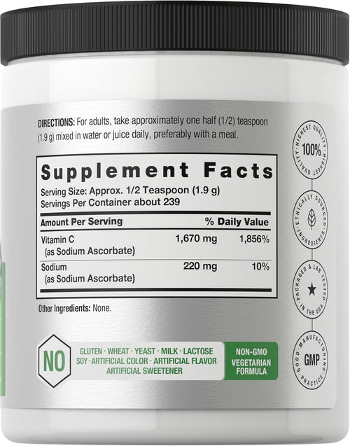 Supplement container with label showing 'Supplement Facts' and certification logos.