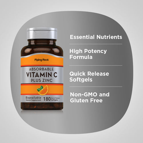Absorbable Vitamin C Plus Zinc, 180 Quick Release Softgels Benefits