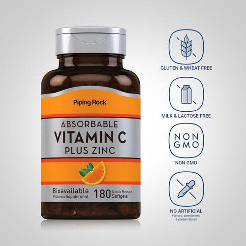 Absorbable Vitamin C Plus Zinc, 180 Quick Release Softgels Dietary Attributes