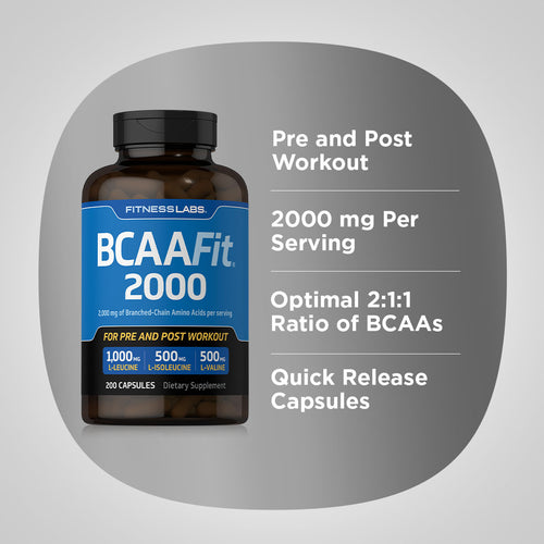 BCAAFit 2000, 2000 mg (per serving), 200 Capsules Benefits