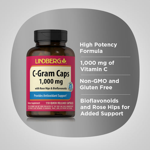 C-Gram 1000 mg with Rose Hips & Bioflavonoids, 110 Quick Release Capsules Benefits