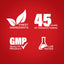 Set of quality assurance icons on a red background
