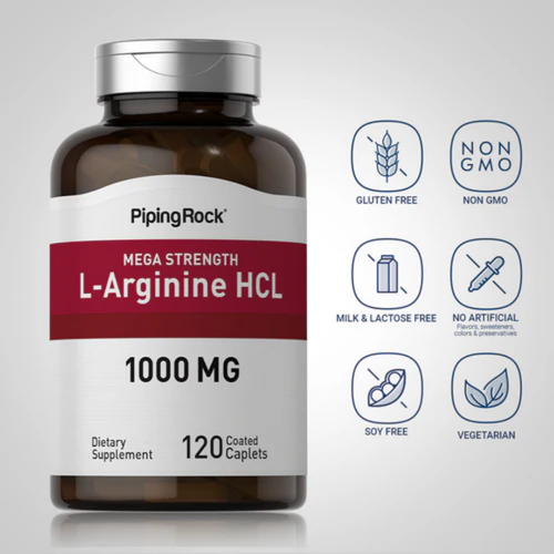 Mega Strength L-arginin HCL (farmaceutska kvaliteta) 1000 mg 120 Kapsule s premazom 2 Boce   