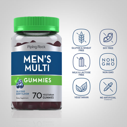 Men's Multivitamin + B-12 D3 & Zinc (Berry), 70 Vegetarian Gummies Dietary Attributes