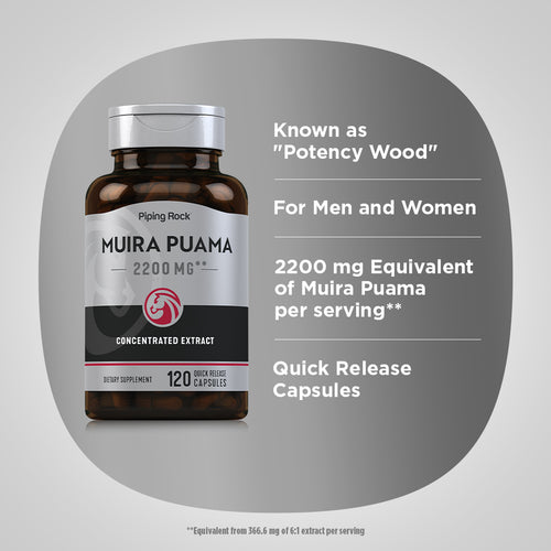 Muira Puama, 2200 mg (per serving), 120 Quick Release Capsules Benefits