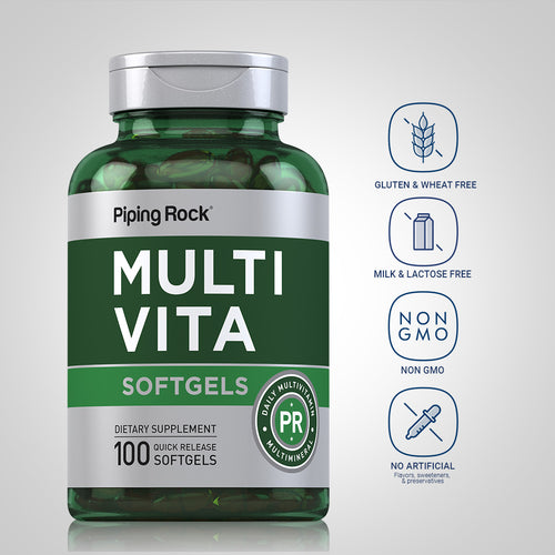 Multi-Vita (Multivitamin Mineral), 100 Quick Release Softgels Dietary Attributes