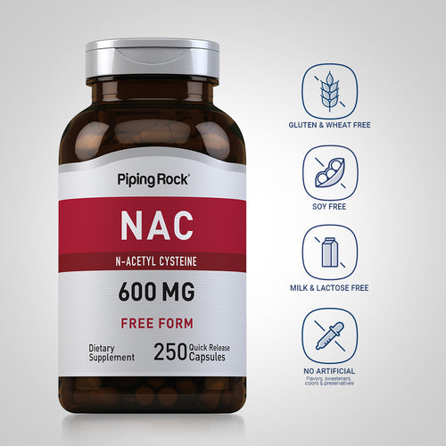 N-Acetyl Cysteine (NAC), 600 mg, 250 Quick Release Capsules Dietary Attributes