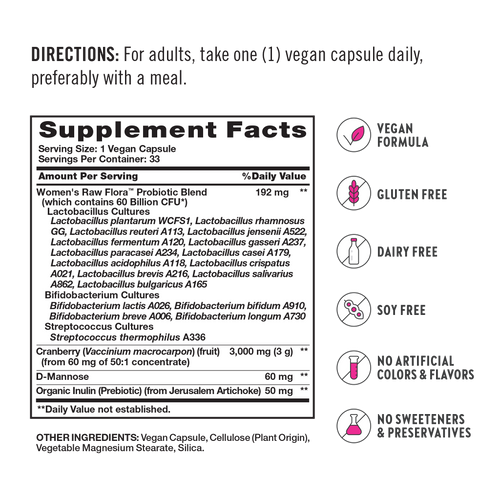 Supplement label with directions and ingredient list on a white background