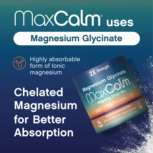 MaxCalm® Nyugtató Italpor* Magnézium-glicinát Málna-Citromos Üdítő, 8 oz (227 g) Üveg