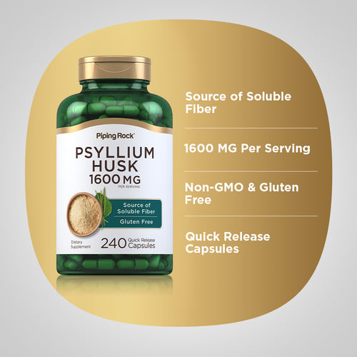 Psyllium Husks, 1600 mg (per serving), 240 Quick Release Capsules Benefits