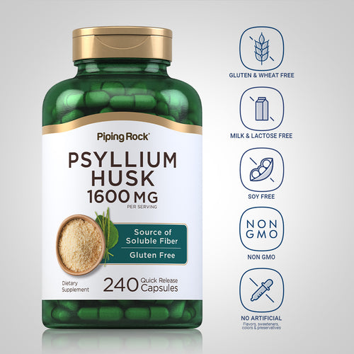 Psyllium Husks, 1600 mg (per serving), 240 Quick Release Capsules Dietary Attributes