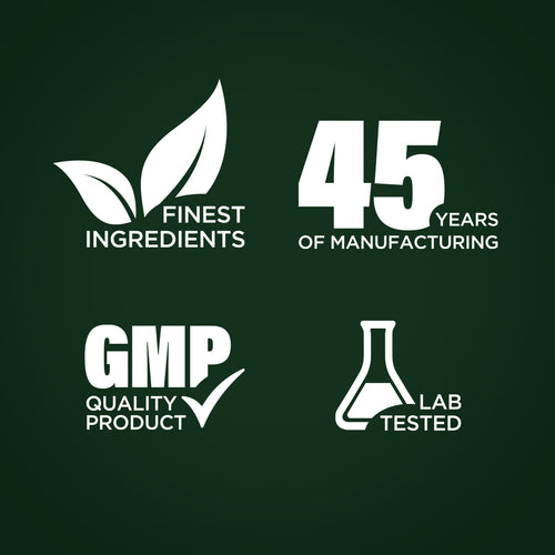 Set of white product certification logos on a green background