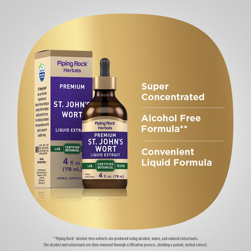 St. John's Wort Liquid Extract Alcohol Free, 4 fl oz (118 mL) Dropper Bottle Benefits