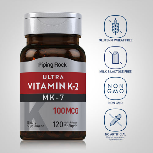 Ultra K-2 with MK-7, 100 mcg, 120 Quick Release Softgels Dietary Attributes