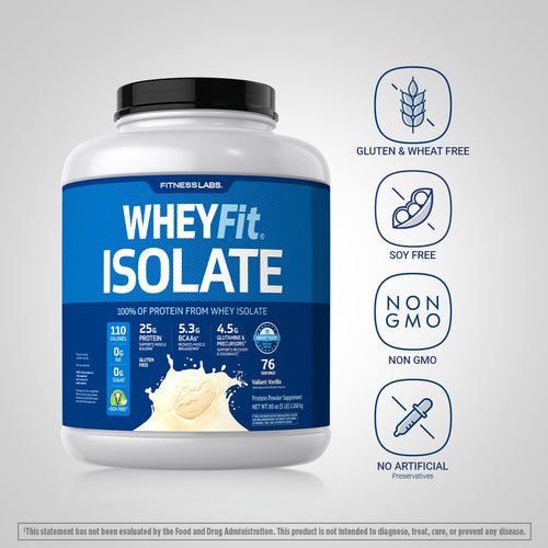Whey Protein Isolate WheyFit (Valiant Vanilla), 5 lb (2.268 kg) Bottle Dietary Attributes