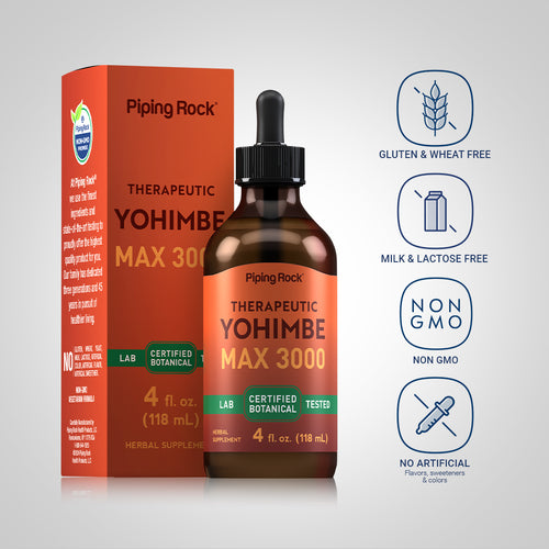 Yohimbe Max 3000 Liquid Extract Alcohol Free, 4 fl oz (118 mL) Dropper Bottle Dietary Attributes