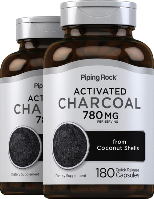 Węgiel aktywny  780 mg (na porcję) 180 Kapsułki o szybkim uwalnianiu 2 Butelki   
