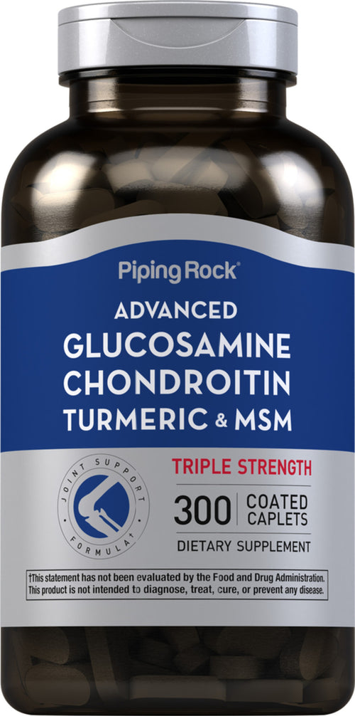 Advanced Triple Strength Glucosamine Chondroitin MSM Plus Turmeric, 300 Coated Caplets Bottle