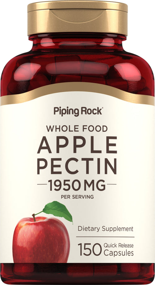 Supplement bottle labeled 'Piping Rock Whole Food Apple Pectin' on a white background