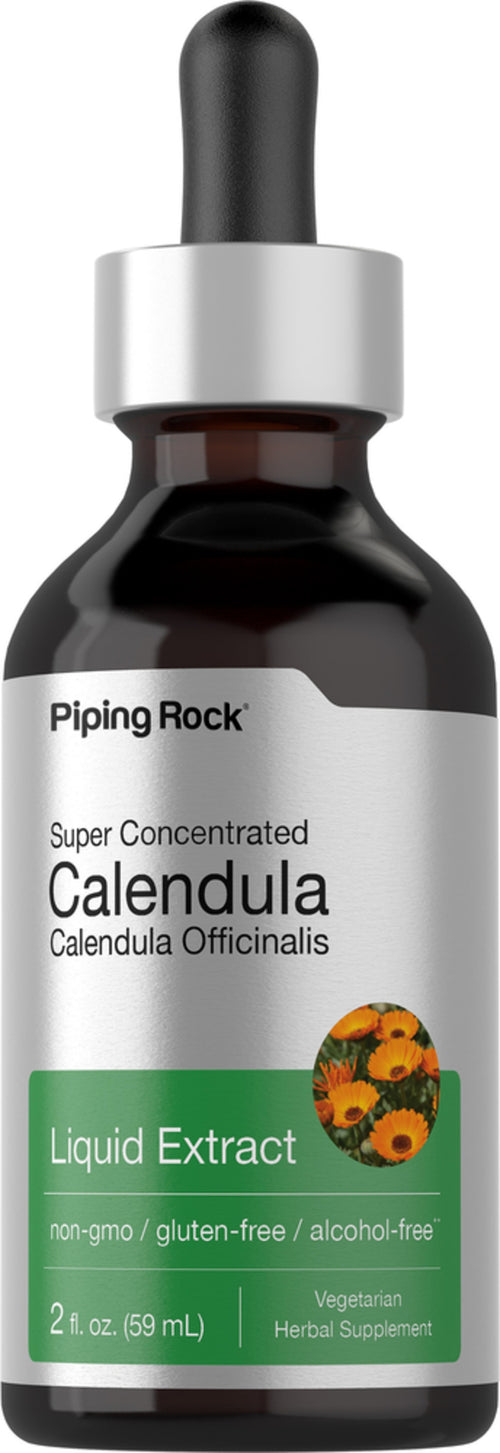 Piping Rock Calendula Liquid Extract bottle with dropper on a white background