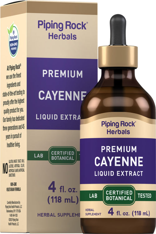 Piping Rock Herbals Premium Cayenne Liquid Extract bottle and box
