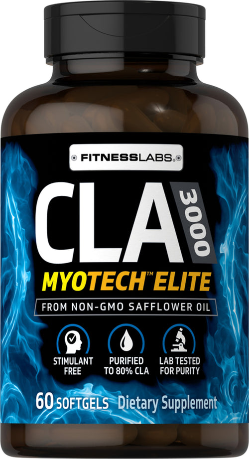 Fitness Labs CLA 3000 dietary supplement bottle with blue and black label