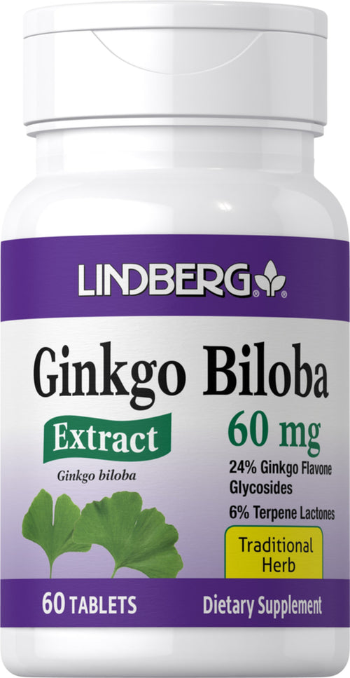 Lindberg Ginkgo Biloba Extract supplement bottle with purple label