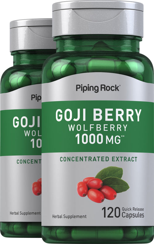Bacche di Goji  1000 mg 120 Capsule a rilascio rapido 2 Bottiglie  