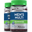 Two bottles of Piping Rock Men's Multi Gummies with green and blue labels.
