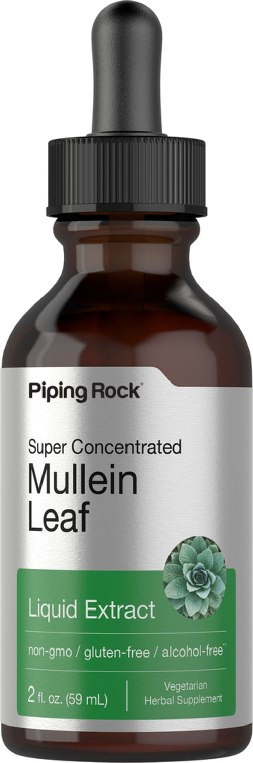 Bottle of Piping Rock Mullein Leaf Liquid Extract on a white background