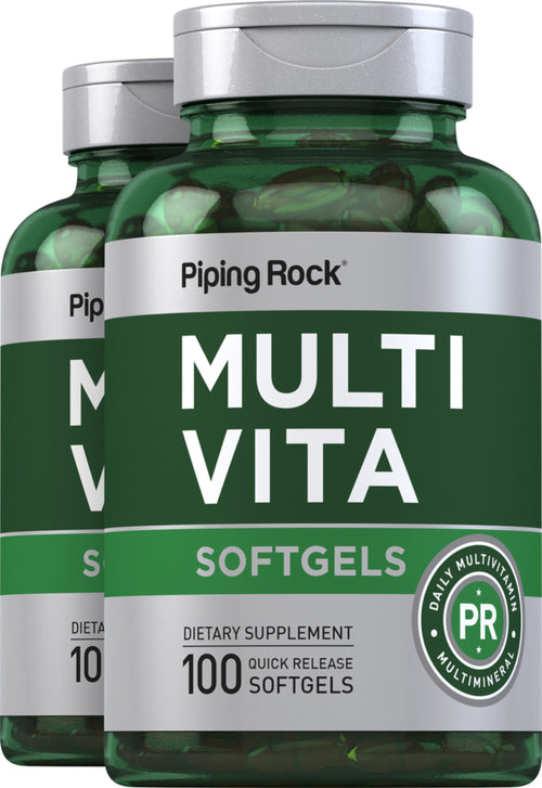 Multivitaminico multiminerale Multi-Vita,  100 Capsule in gelatina molle a rilascio rapido 2 Bottiglie