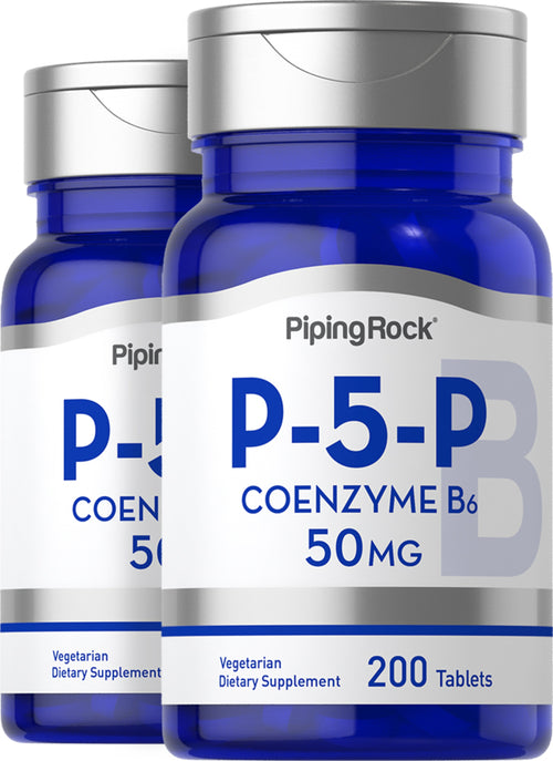 P-5-P (Piridossal 5-fosfato) Vitamina B-6 con coenzimi,  50 mg 200 Compresse 2 Bottiglie