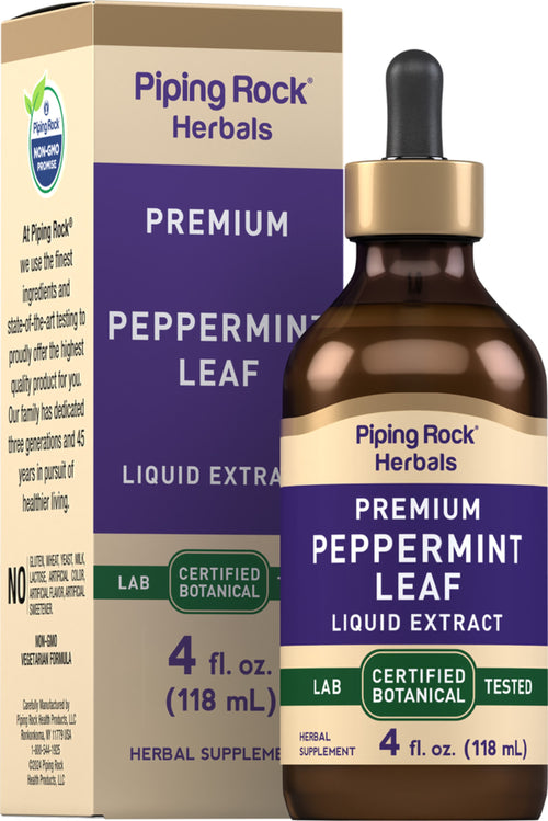 Pepermuntblad Vloeibaar Extract Alcoholvrij, 4 fl oz (118 mL) Pipetfles