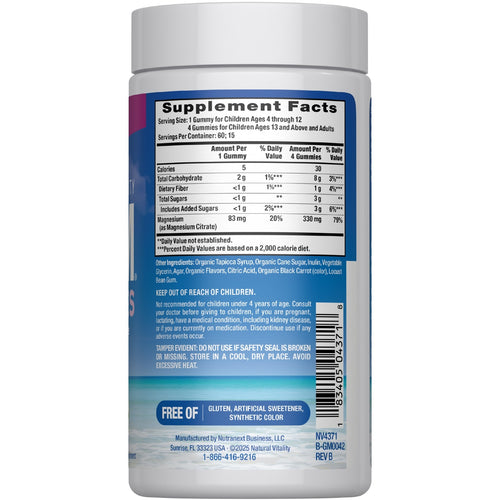 Supplement container with label showing 'Supplement Facts' and 'Free of' information on a white background.