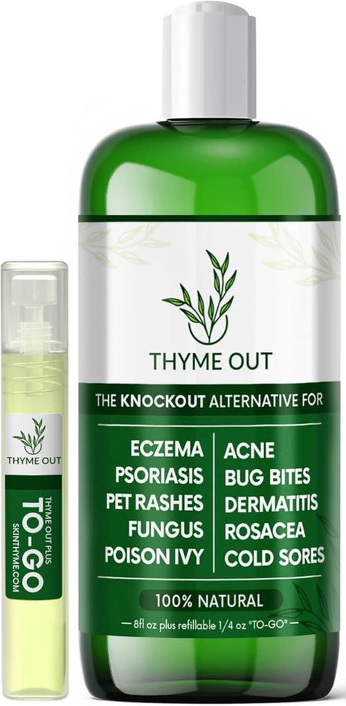 Thyme Out pre pokožku, 8 fl oz plus plniteľná/4 oz fľaša na cesty