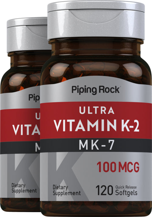 Ultra Vitamina K-2  MK-7,  100 mcg 120 Capsule in gelatina molle a rilascio rapido 2 Bottiglie