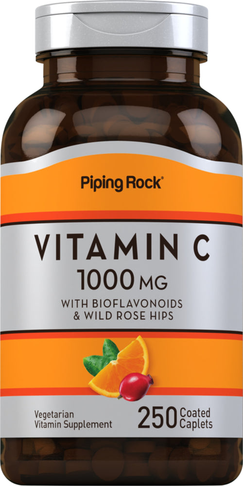 Vitamin C 1000 mg with Bioflavonoids & Rose Hips, 250 Coated Caplets Bottle