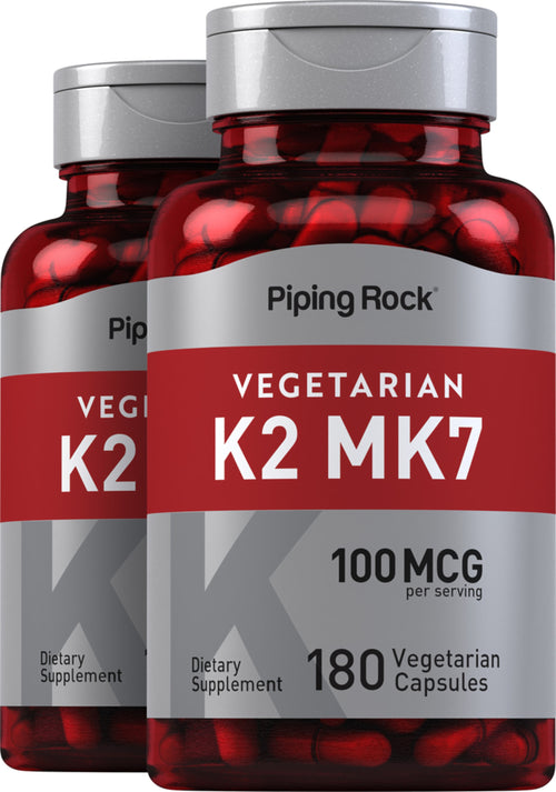 Vitamin K-2 MK-7, 100 mcg (per serving), 180 Vegetarian Capsules, 2  Bottles