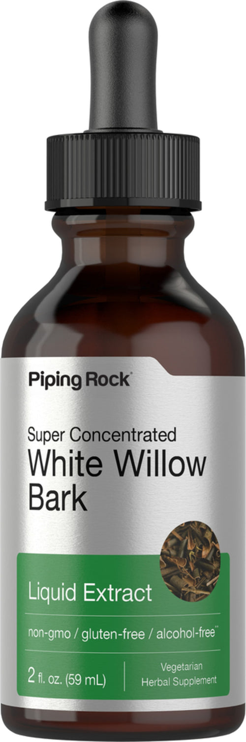 Bottle of Piping Rock White Willow Bark Liquid Extract on a white background