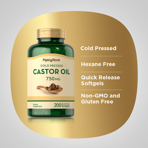 Castor Oil (Cold Pressed), 750 mg, 200 Quick Release Softgels Benefits